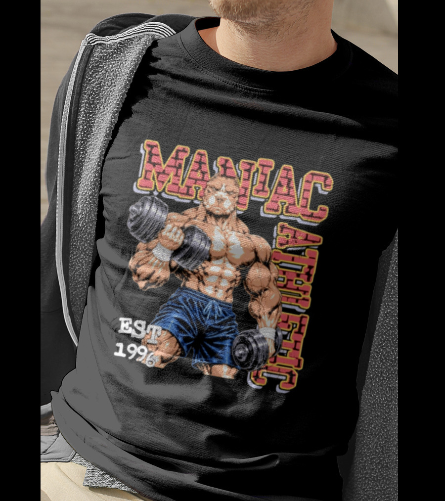 Pitbull Bodybuilder Maniac Athletic Est 1996 T-Shirt