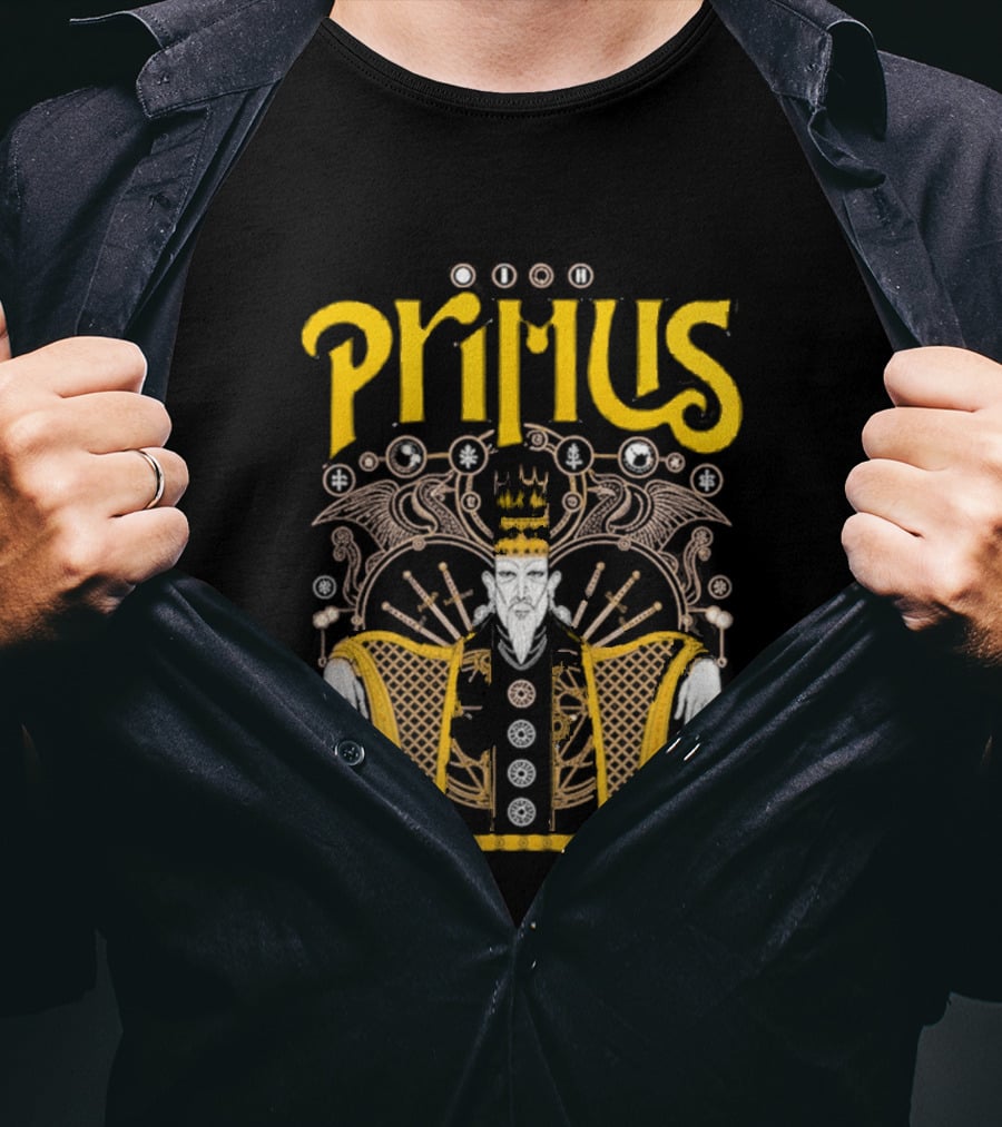 Primus Farewell To Kings Crowned Figure With Swords And Winged Details T-Shirt