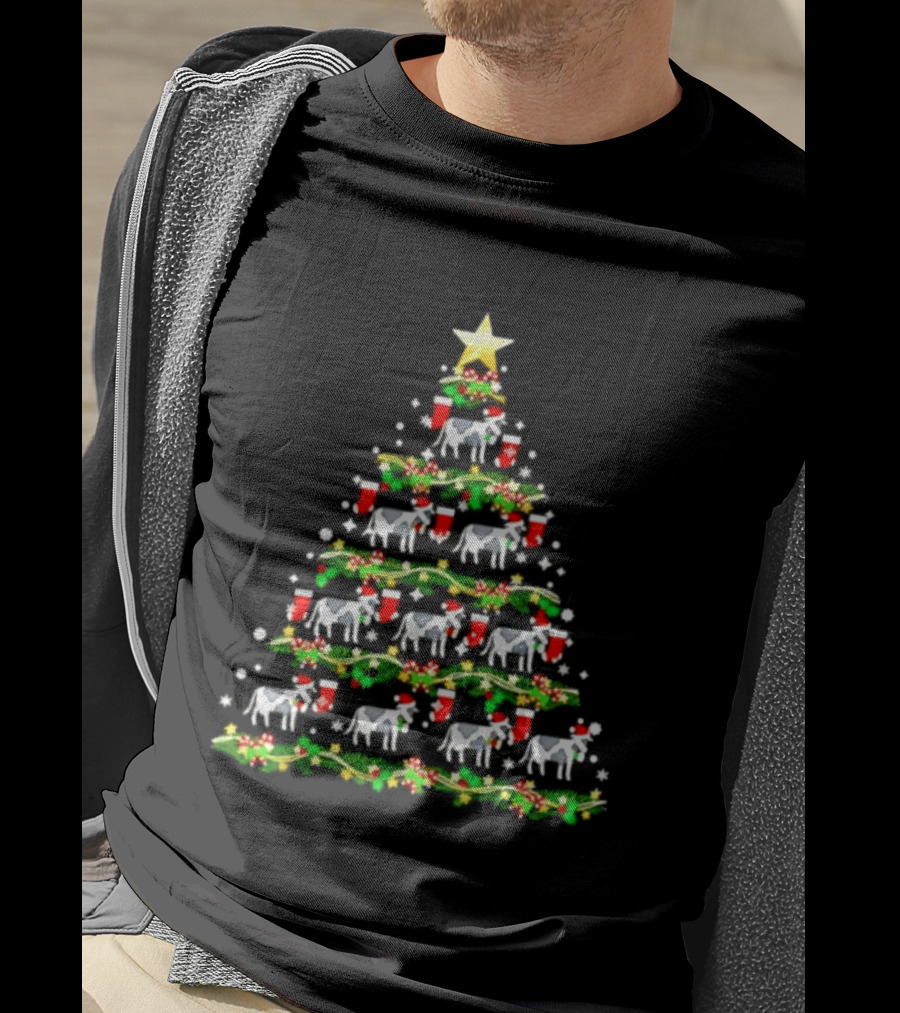 Cow Themed 2026 Christmas Tree With Festive Stockings Holiday Decor T-Shirt