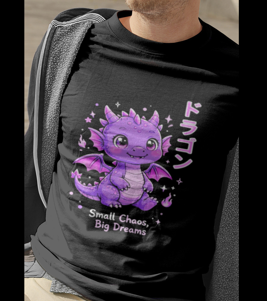 Dragon Small Chaos Big Dreams Purple Kawaii Anime T-Shirt