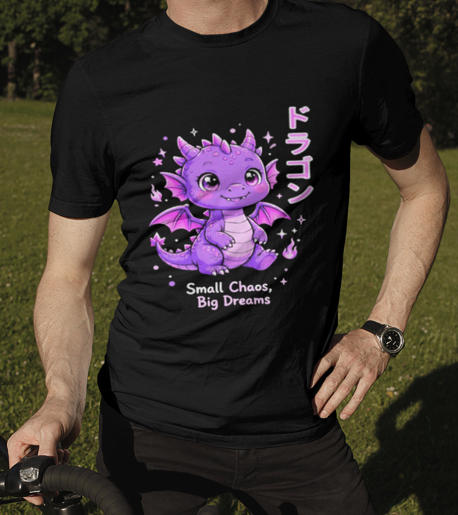 Dragon Small Chaos Big Dreams Purple Kawaii Anime T-Shirt