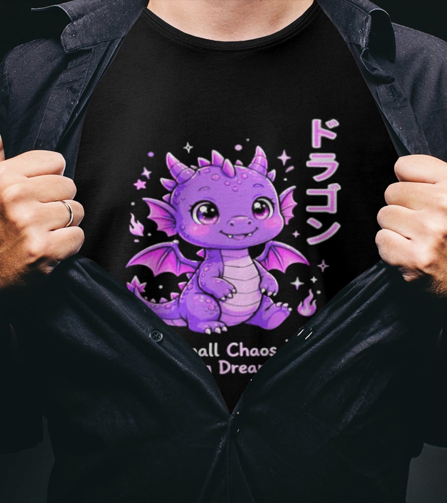 Dragon Small Chaos Big Dreams Purple Kawaii Anime T-Shirt