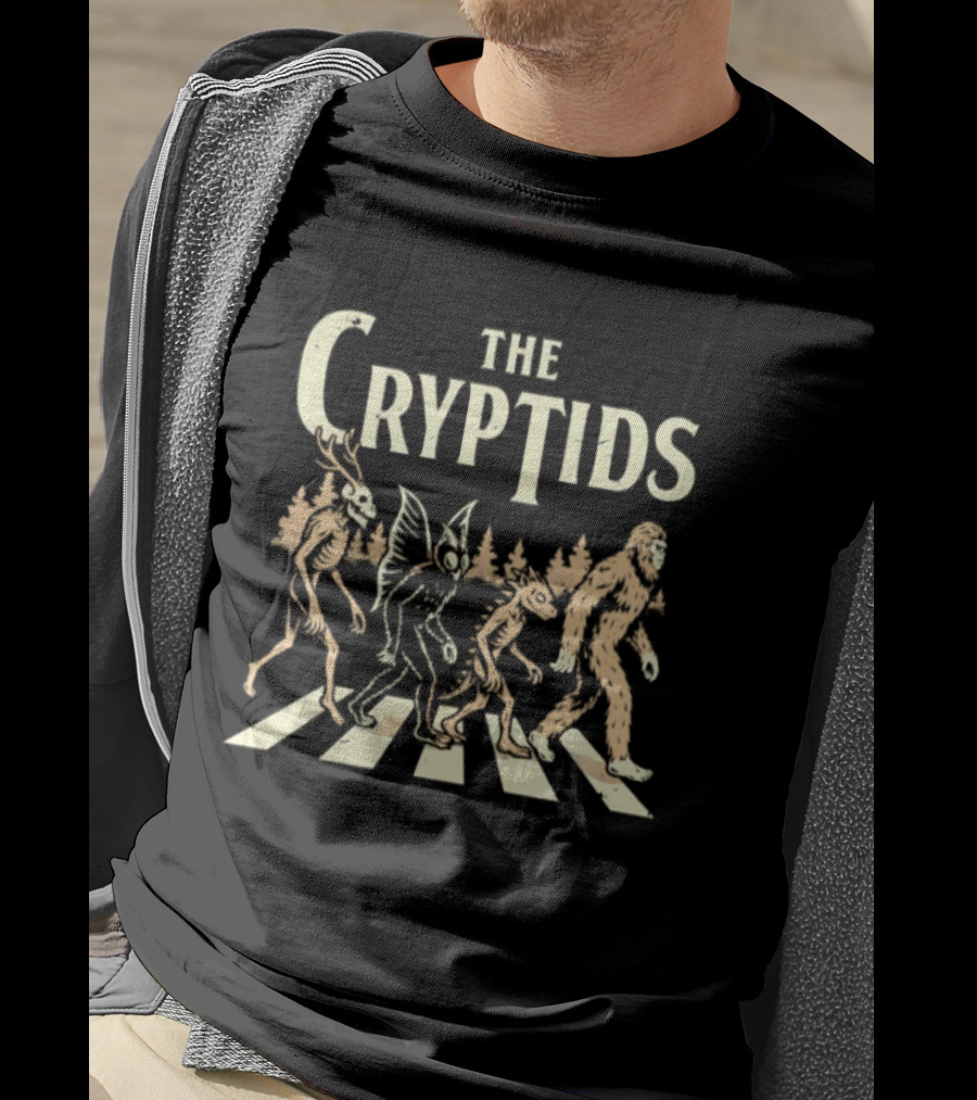 The Cryptids Abbey Road Bigfoot Mothman Paranormal Creature Crossing T-Shirt