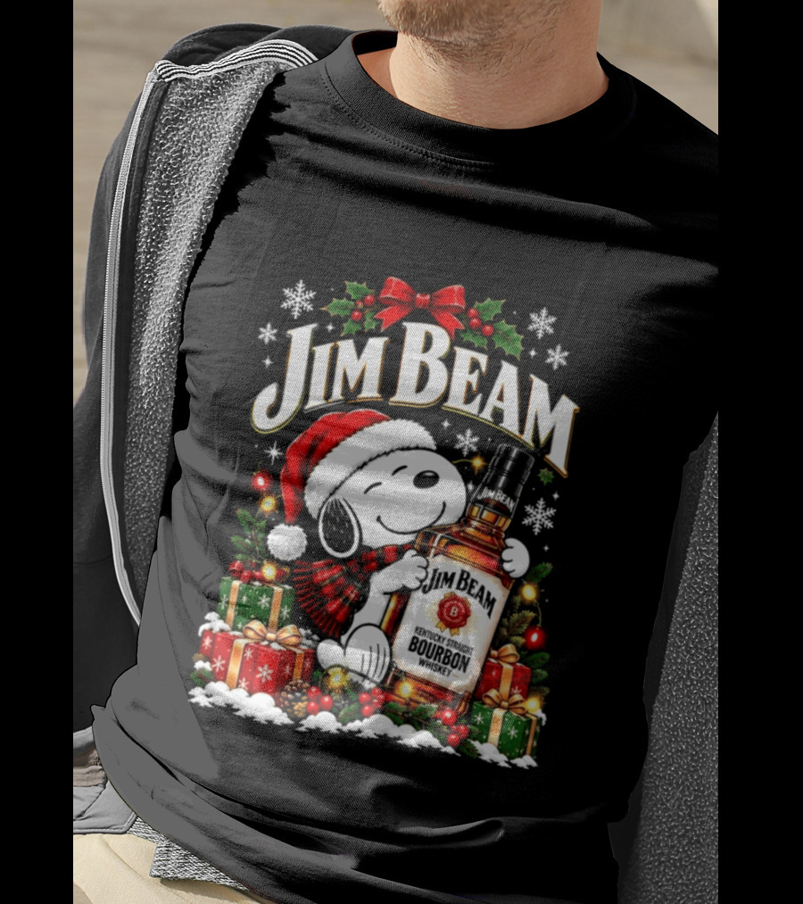 Jim Beam Christmas 2026 Bourbon Santa Hat Holiday Bottle And Presents T-Shirt