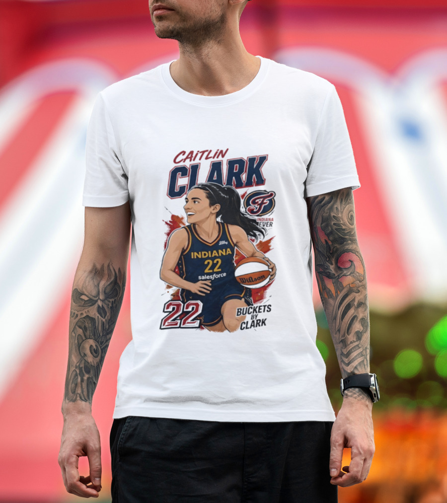 Indiana Fever Caitlin Clark 22 Buckets Basketball Caricature T-Shirt
