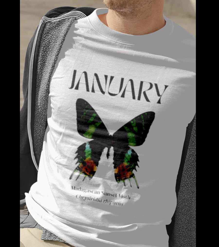 January Madagascan Sunset Moth Chrysiridia Rhipheus T-Shirt