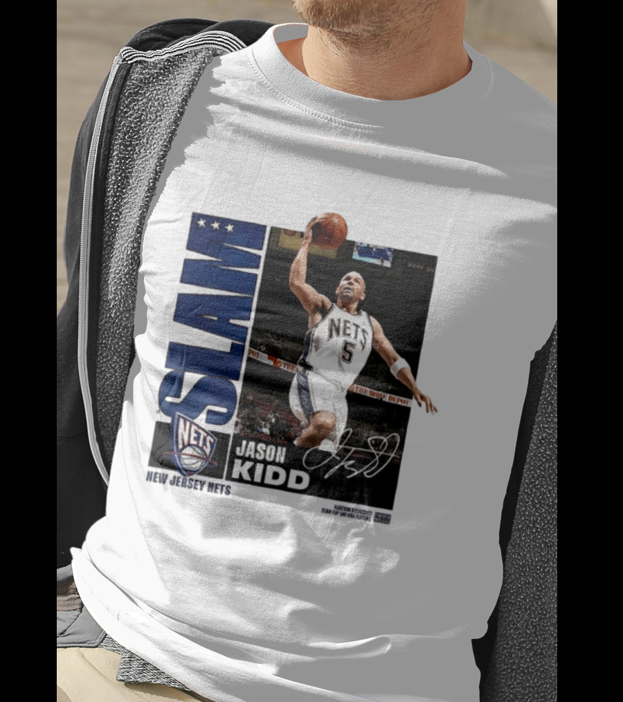 Jason Kidd SLAM New Jersey Nets Five Time First Team All NBA T-Shirt