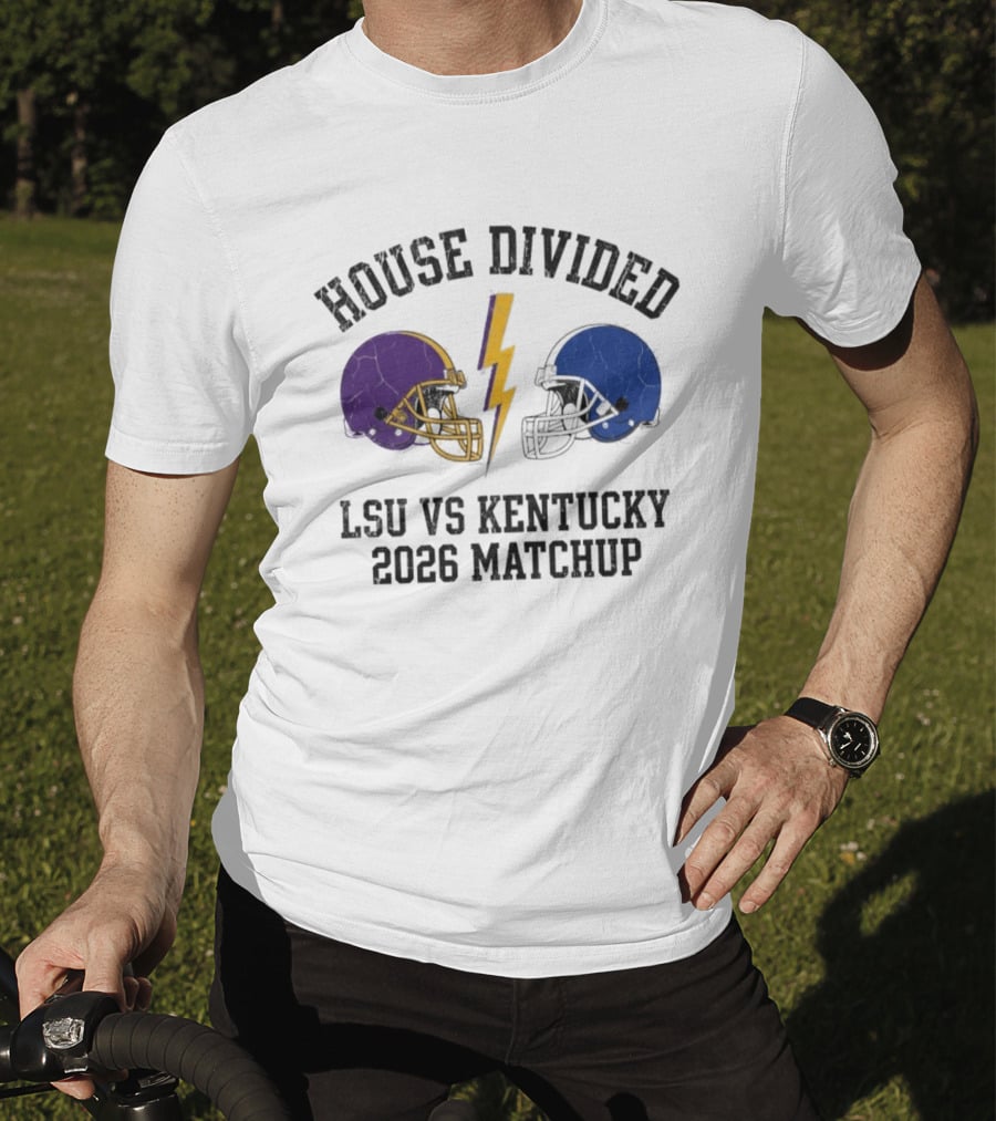 House Divided LSU Vs Kentucky 2026 Matchup Helmets And Lightning Bolt T-Shirt