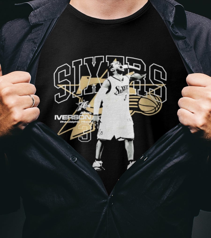 Allen Iverson Philadelphia 76ers Number 3 Scream Hardwood Sixers Legend T-Shirt