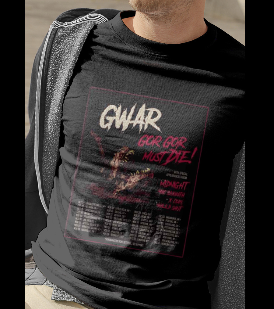GWAR Gor Gor Must Die Midnight Mac Sabbath X Cops Nailed Shut Tour Dates 2026 T-Shirt