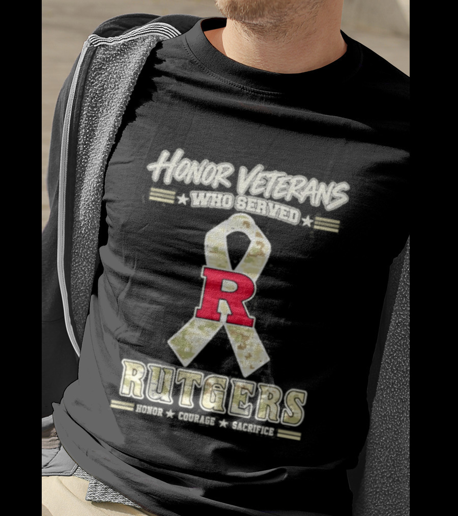 Rutgers Scarlet Knights Honor Veterans Camo Ribbon Veterans Day T-Shirt