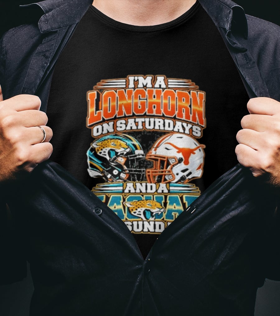 I'm A Longhorn On Saturdays Jaguar On Sundays Football Helmets T-Shirt