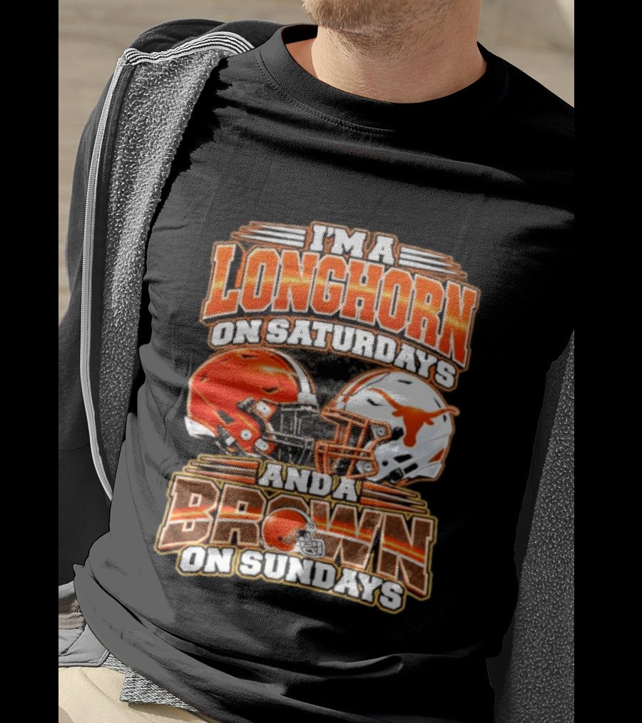 I'm A Longhorns On Saturdays And A Browns On Sundays Football Helmets T-Shirt