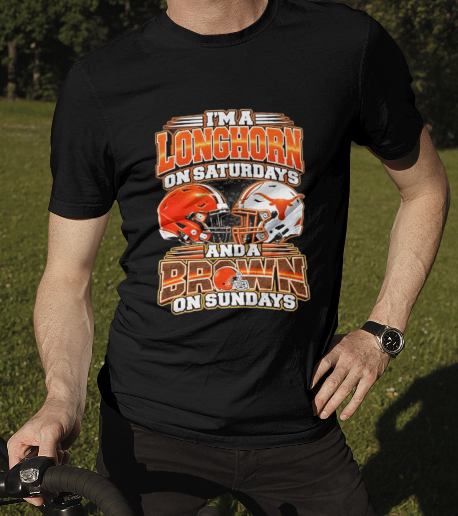 I'm A Longhorns On Saturdays And A Browns On Sundays Football Helmets T-Shirt
