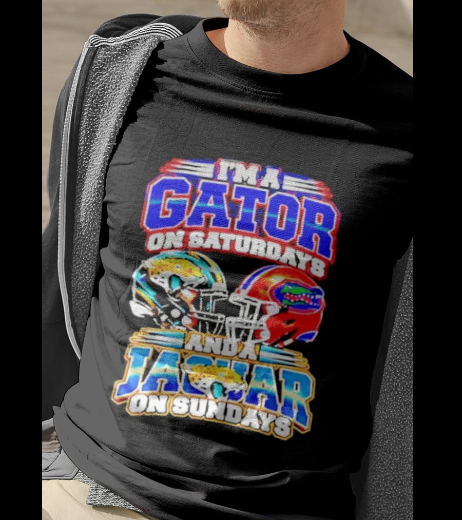 Florida Football Gator On Saturdays Jaguar On Sundays Helmets T-Shirt