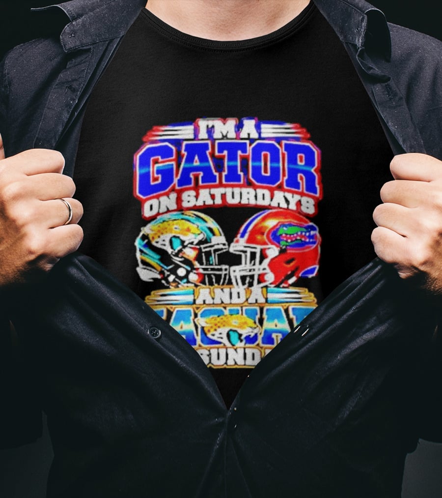 Florida Football Gator On Saturdays Jaguar On Sundays Helmets T-Shirt