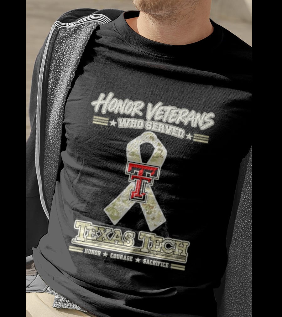 Texas Tech Red Raiders Honor Veterans Camo Ribbon Veterans Day T-Shirt