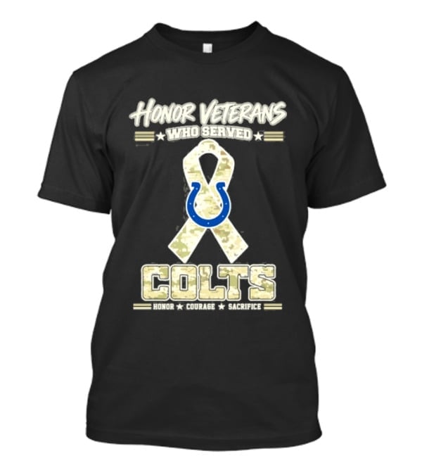 Honor Veterans Indianapolis Colts Military Camo Ribbon Veterans Day T-Shirt