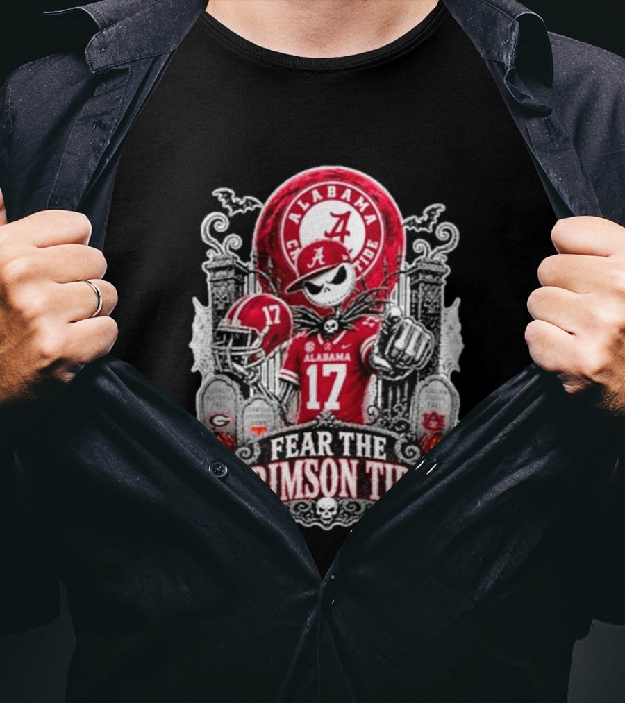 Alabama Crimson Tide Halloween Jack Skellington Fear The Crimson Tide T-Shirt