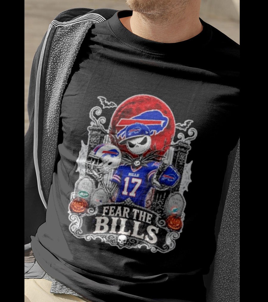 Jack Skellington Buffalo Bills Fear The Bills Halloween Football T-Shirt