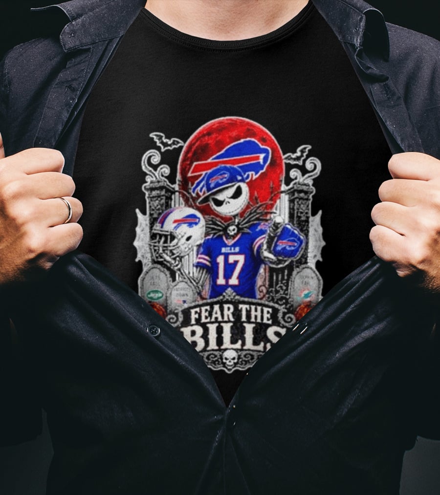 Jack Skellington Buffalo Bills Fear The Bills Halloween Football T-Shirt