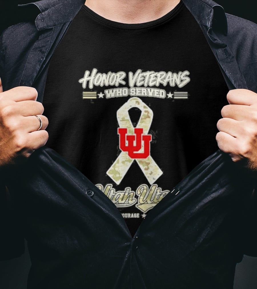 Utah Utes Camo Ribbon Honor Veterans Day Military T-Shirt
