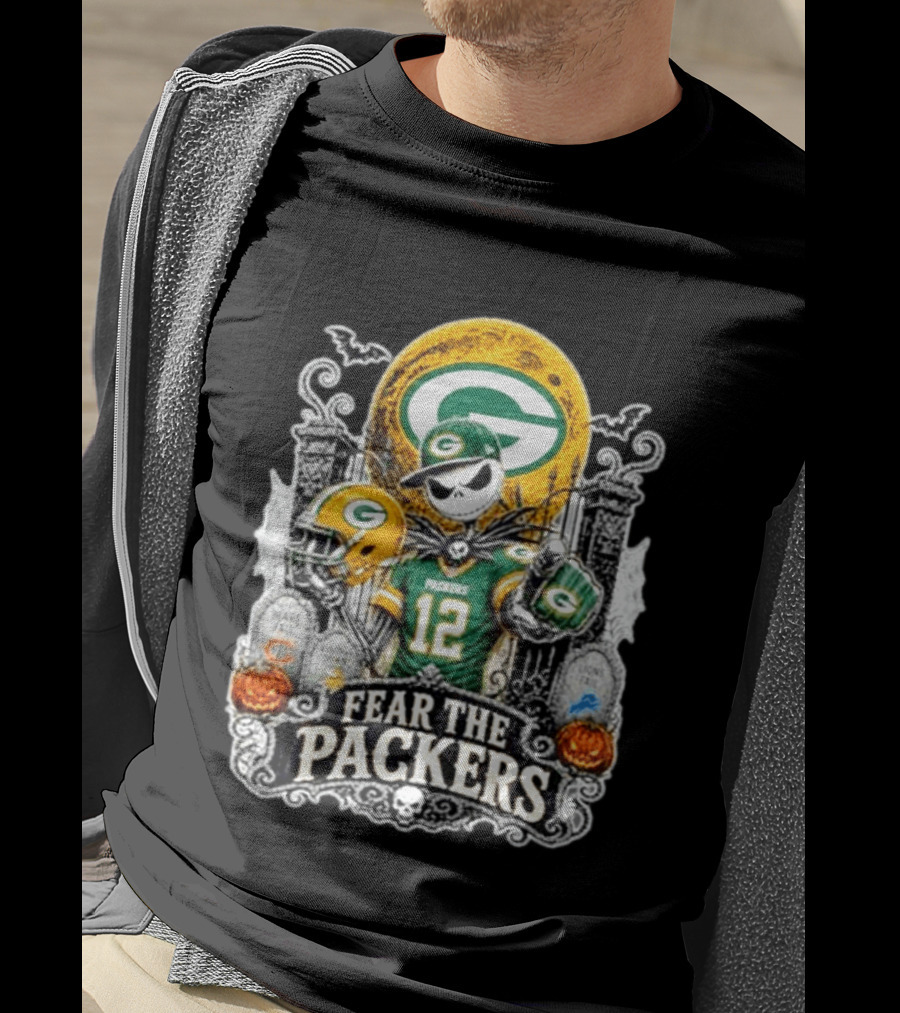 Jack Skellington Green Bay Packers Halloween Fear The Packers T-Shirt
