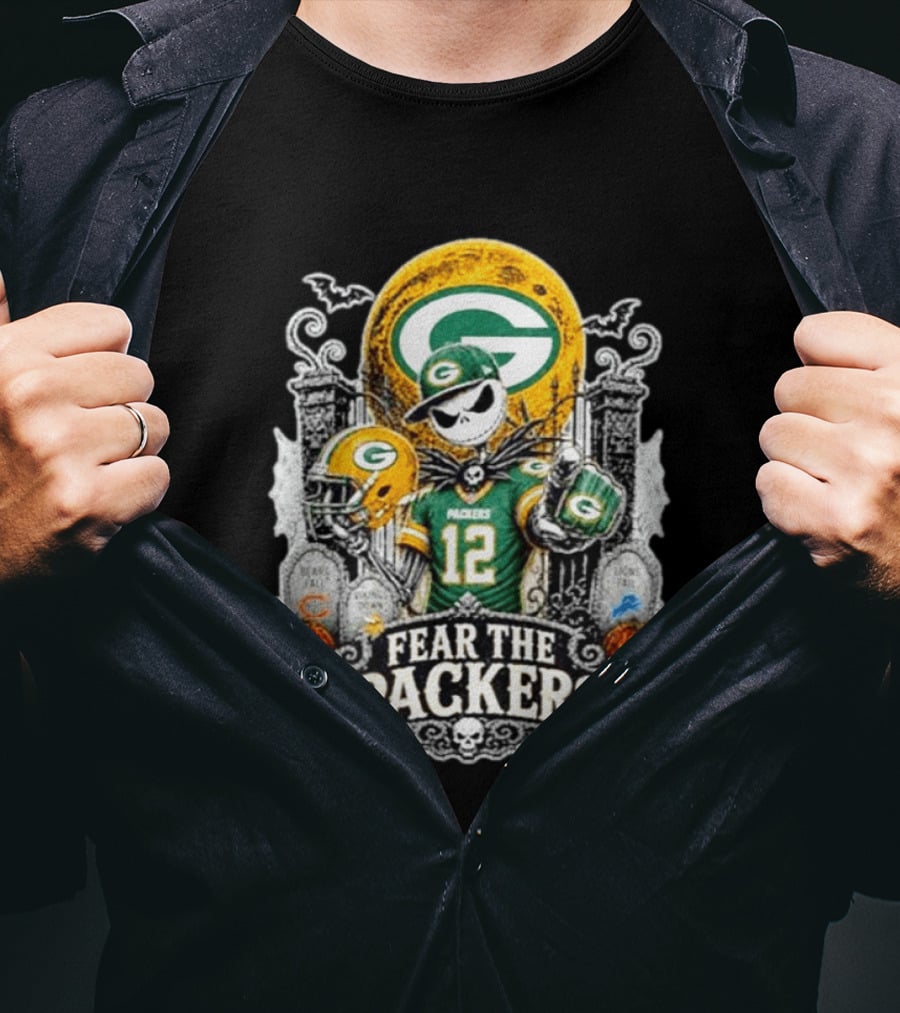 Jack Skellington Green Bay Packers Halloween Fear The Packers T-Shirt