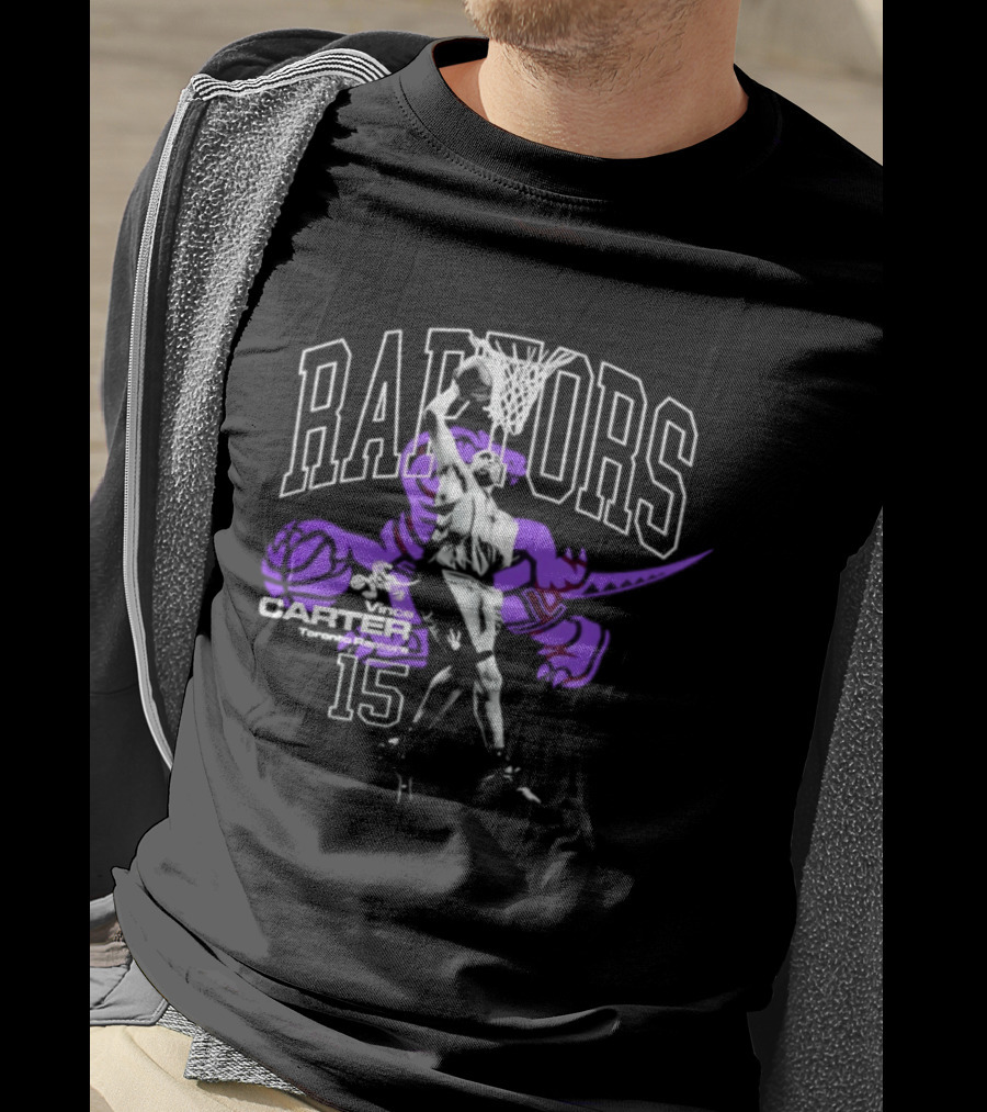 Vince Carter Toronto Raptors Raptors 15 Number Jump Hardwood T-Shirt