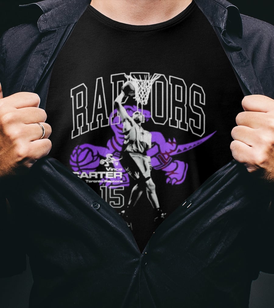 Vince Carter Toronto Raptors Raptors 15 Number Jump Hardwood T-Shirt