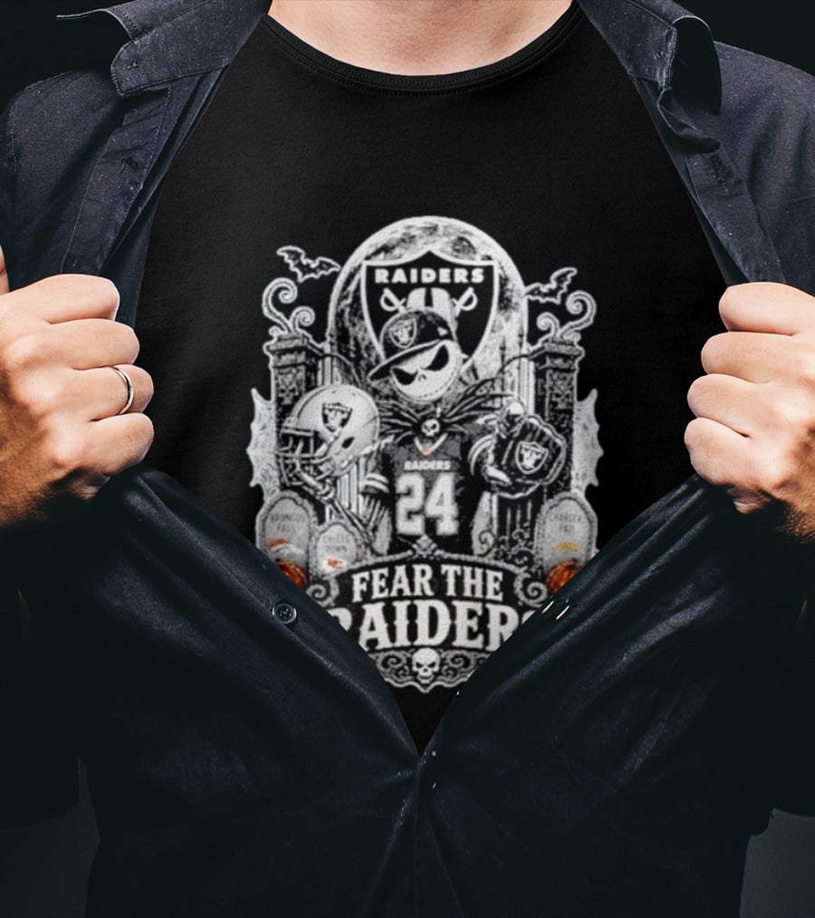 Jack Skellington Las Vegas Raiders Fear The Raiders Halloween NFL T-Shirt