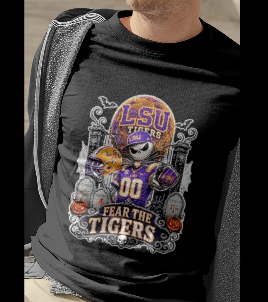 LSU Tigers Jack Skellington Halloween Fear The Tigers T-Shirt
