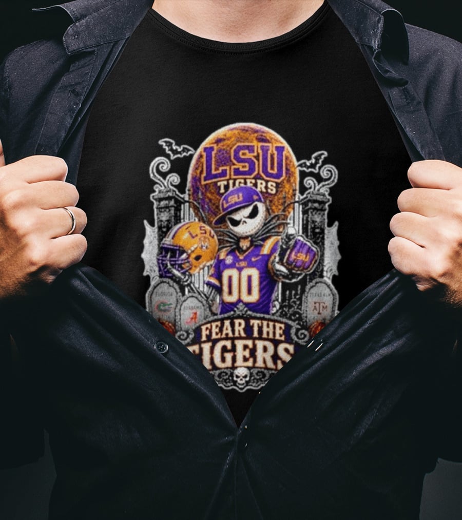 LSU Tigers Jack Skellington Halloween Fear The Tigers T-Shirt