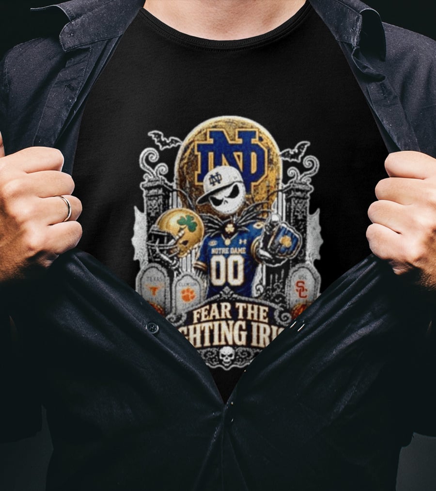 Notre Dame Fighting Irish Halloween Jack Skellington Fear The Fighting Irish T-Shirt
