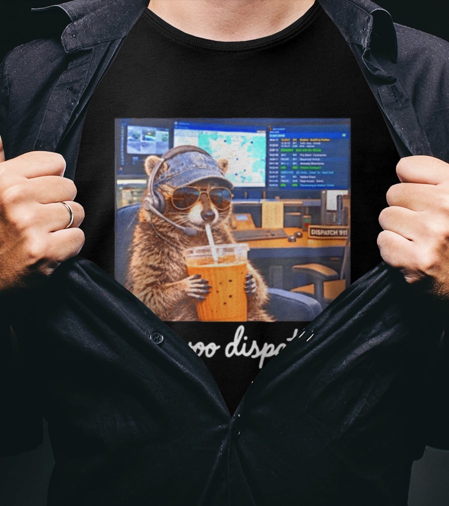 Wee Woo Dispatcher Raccoon Headset 911 Operator Control Room T-Shirt
