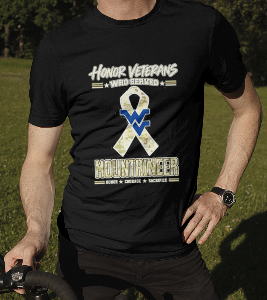 West Virginia Mountaineers Honor Veterans Military Camo Ribbon Veterans Day T-Shirt