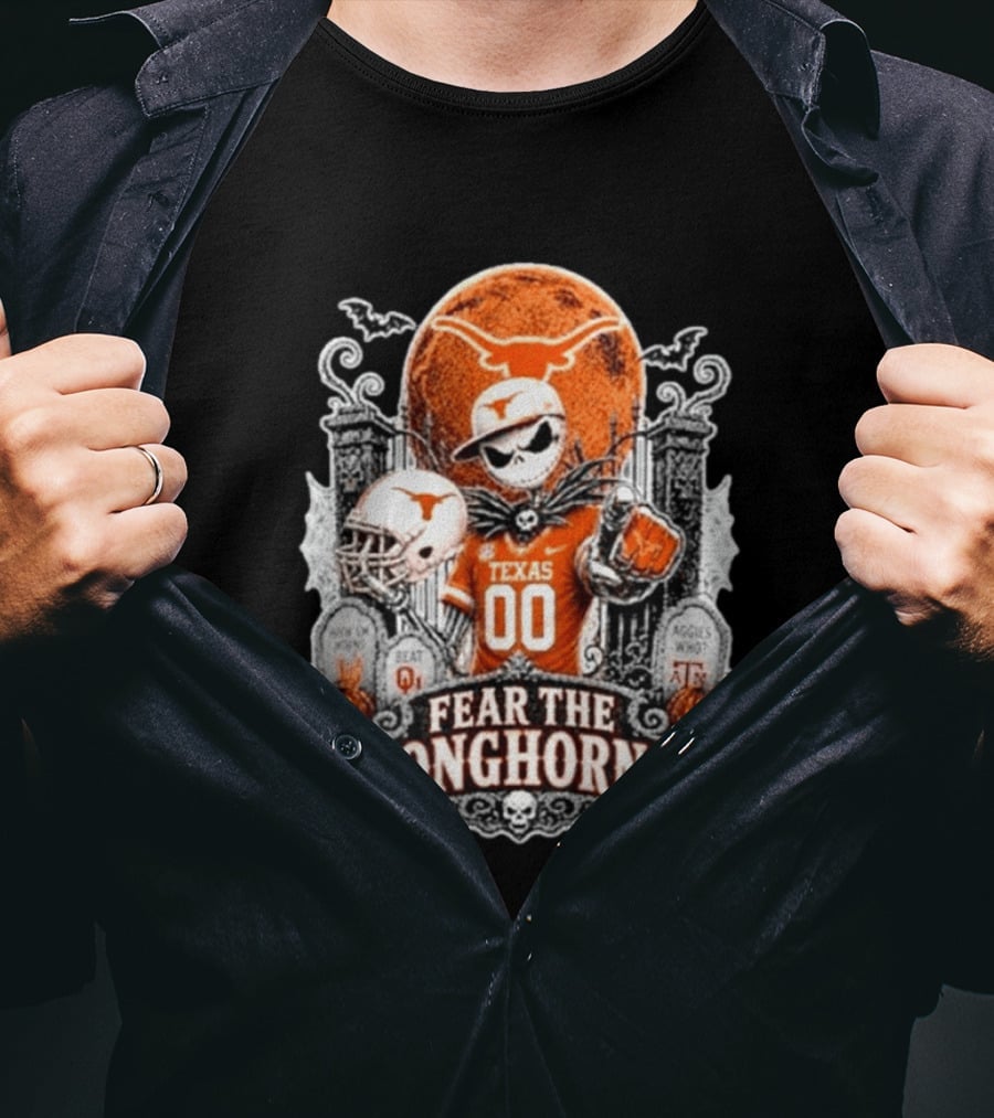 Texas Longhorns Halloween Jack Skellington Fear The Longhorns T-Shirt