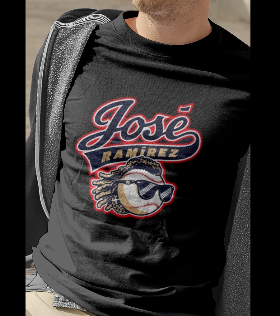 Jose Ramirez Cleveland Guardians Baseball Dreads Sunglasses T-Shirt