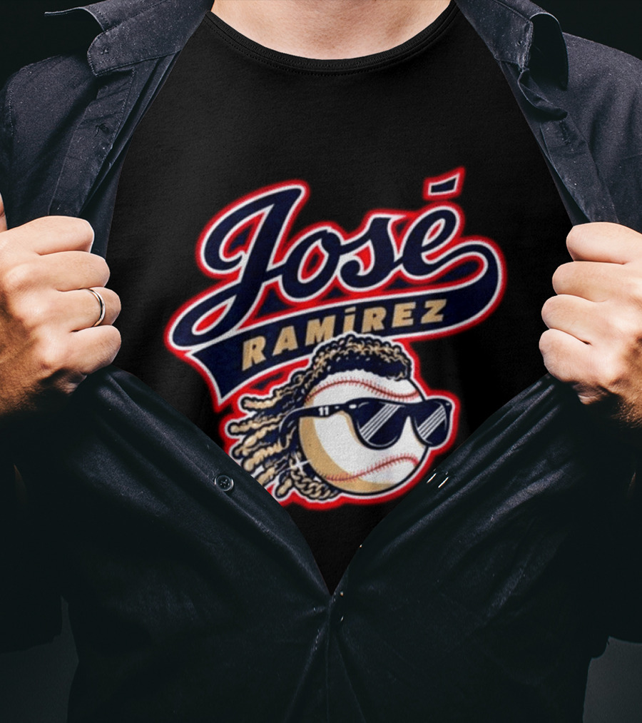 Jose Ramirez Cleveland Guardians Baseball Dreads Sunglasses T-Shirt