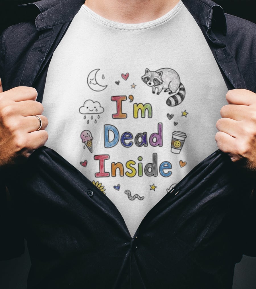 I'm Dead Inside Cute Cat Coffee Ghost Sunflower Emoji T-Shirt