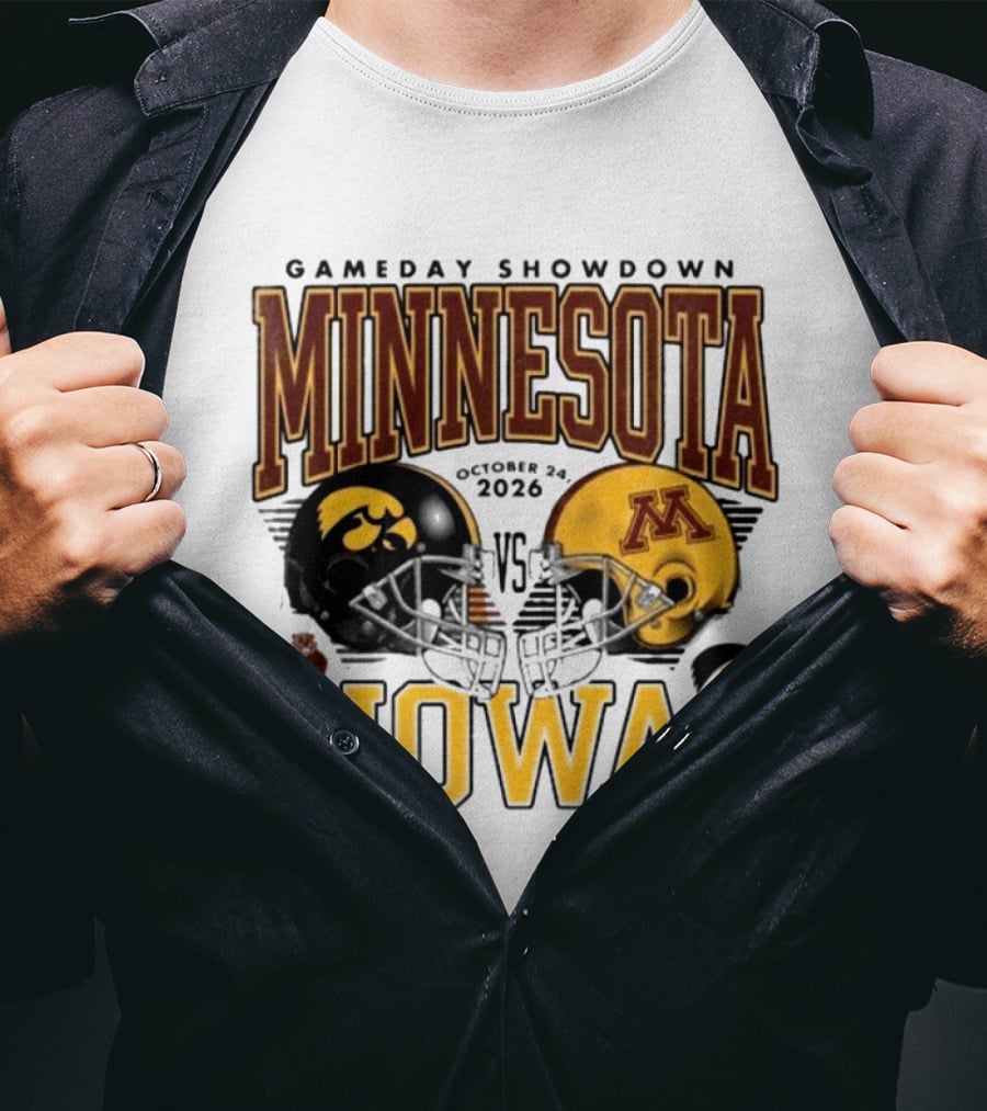 Gameday Showdown Minnesota Vs Iowa October 24 2026 Hawkeyes Golden Gophers Clash T-Shirt