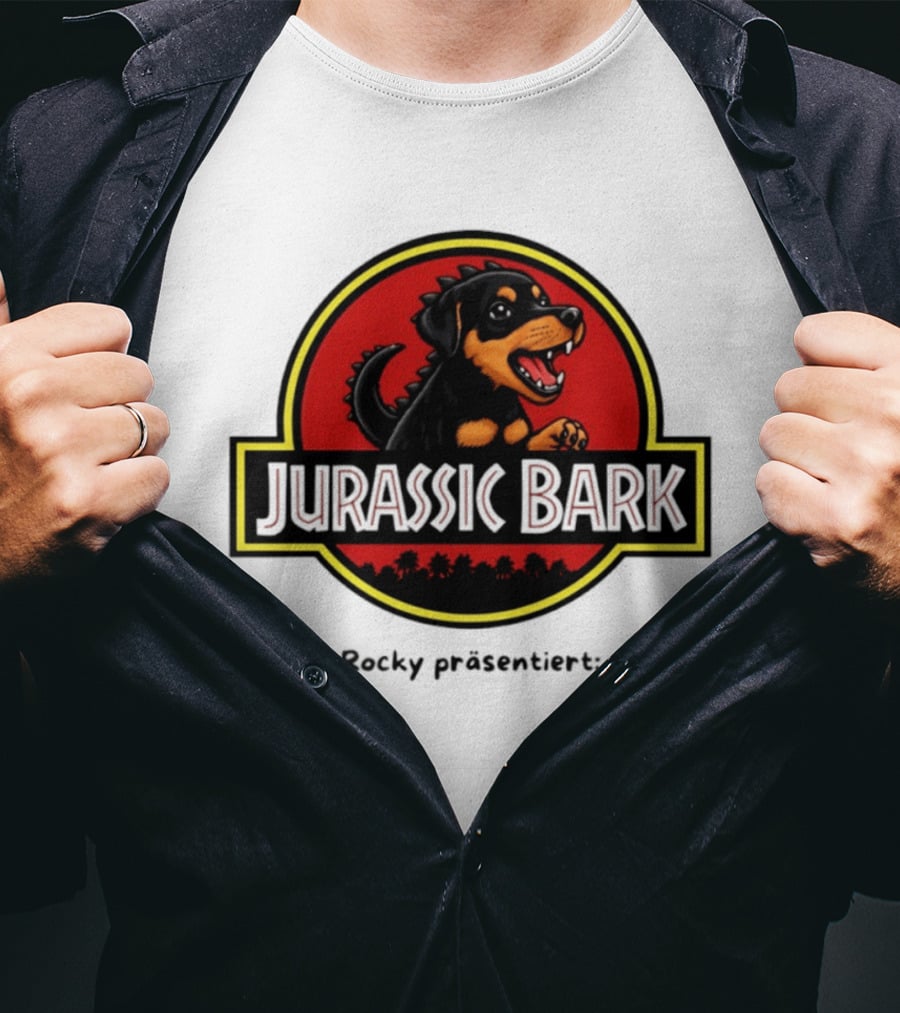 Jurassic Bark Rocky Prasentiert Dinosaur Dog T-Shirt