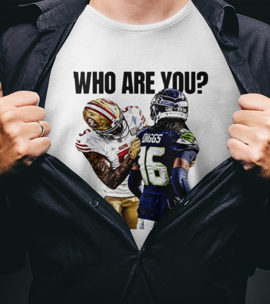 Mike Evans San Francisco 49ers Vs Seahawks Who Are You NFL Confrontation T-Shirt