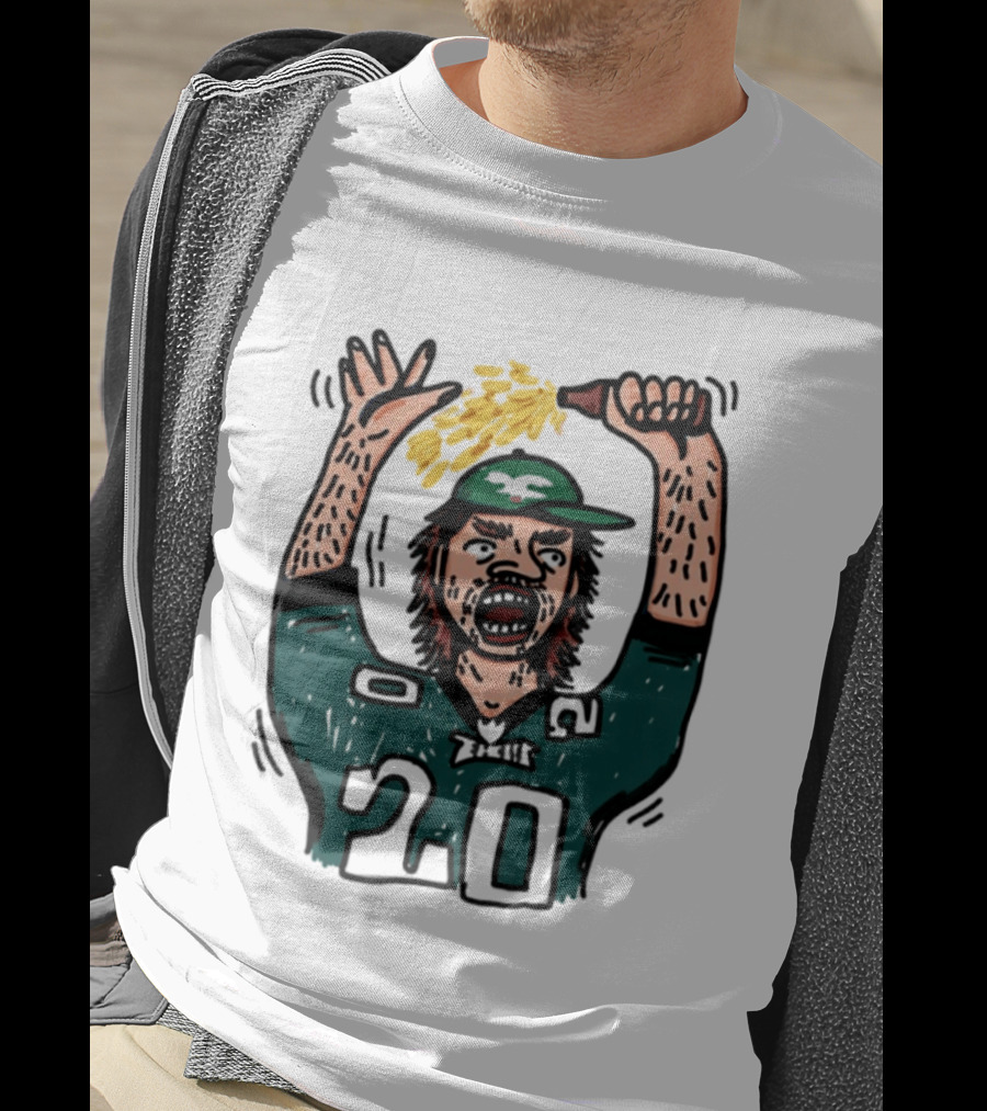 Philadelphia Eagles Angry Philly Fan With Cheesesteak And 20 Jersey T-Shirt