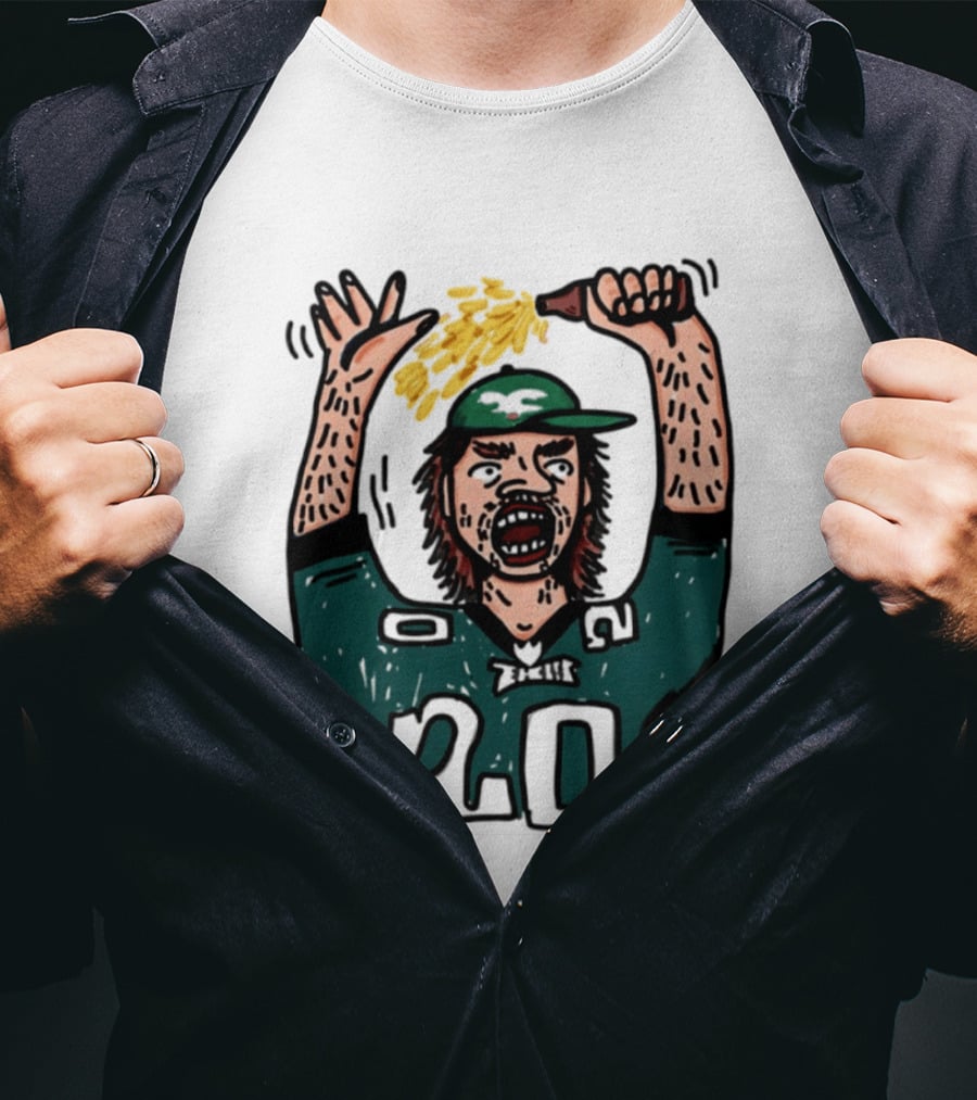 Philadelphia Eagles Angry Philly Fan With Cheesesteak And 20 Jersey T-Shirt