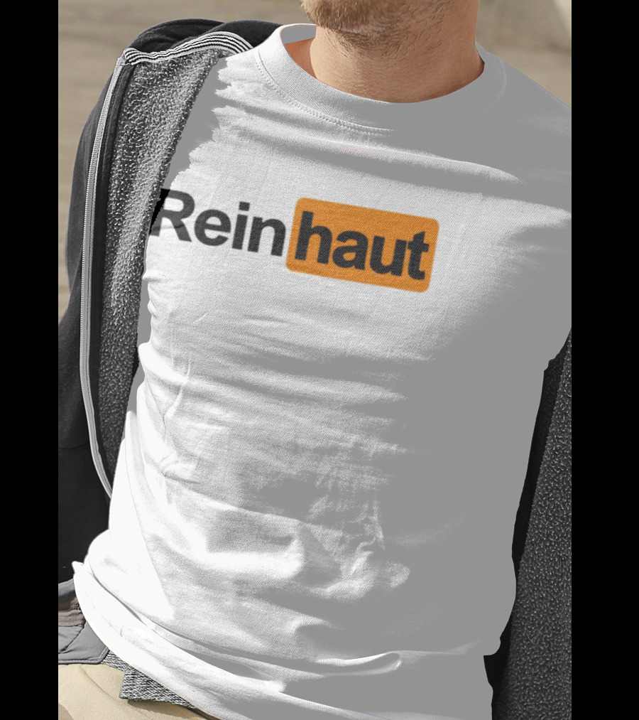 Reinhaut Bold Black And Orange Text Logo Fashion T-Shirt