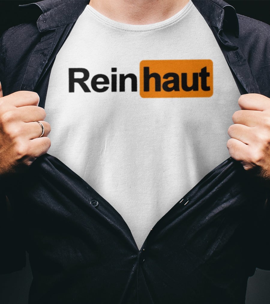 Reinhaut Bold Black And Orange Text Logo Fashion T-Shirt