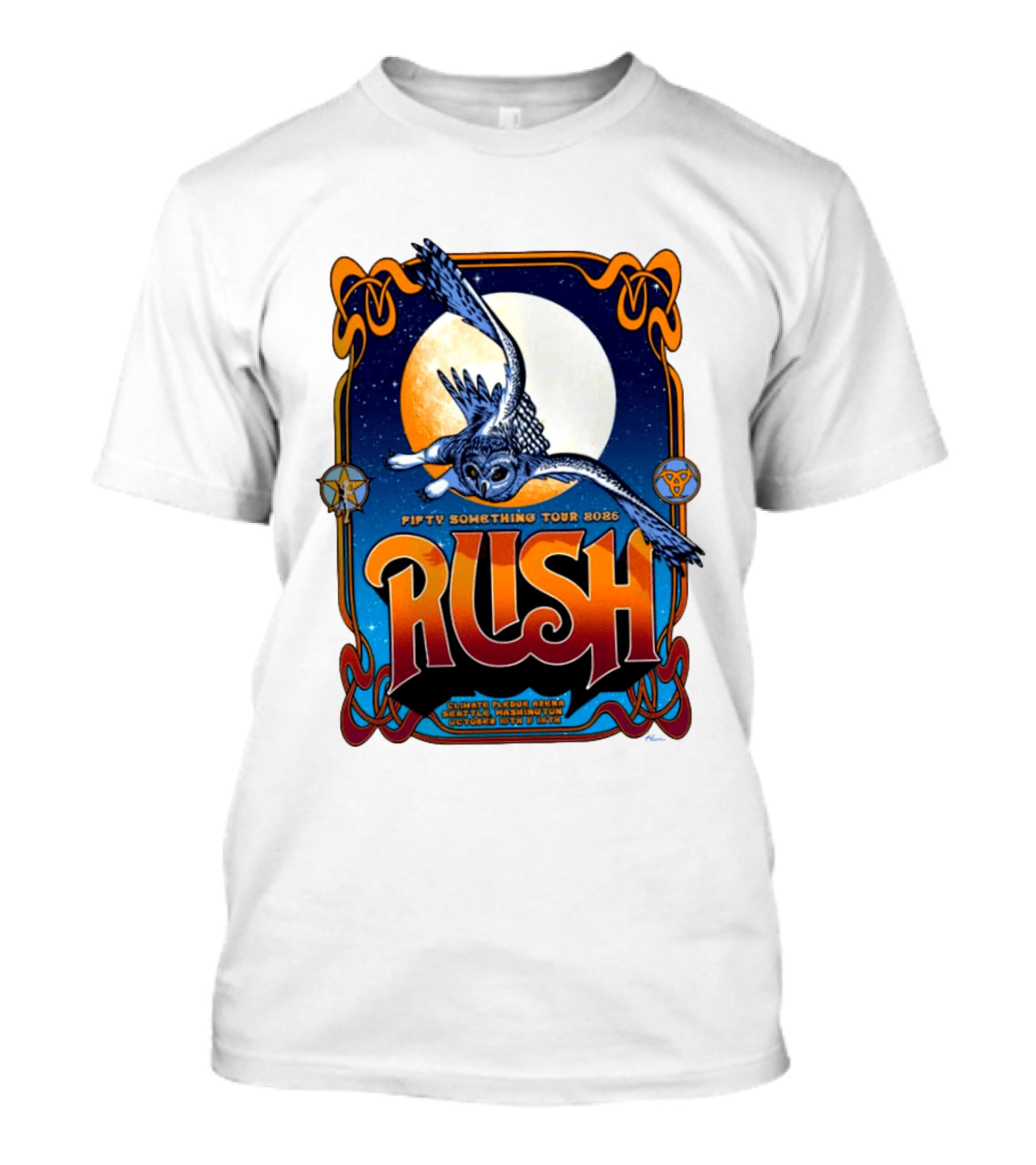 Rush Fifty Something Tour 2026 Owl Moon Climate Pledge Arena October Seattle T-Shirt