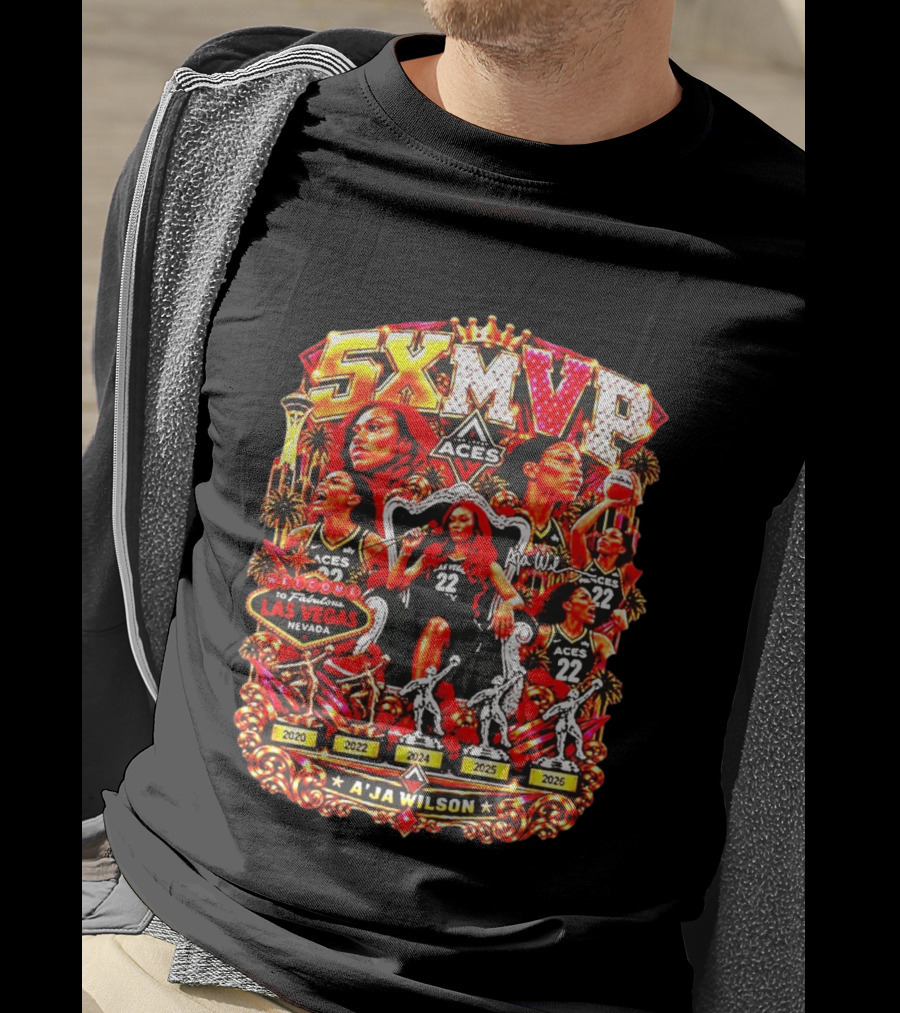A'ja Wilson 5X MVP Las Vegas Aces Champion Crowned Basketball 2026 T-Shirt