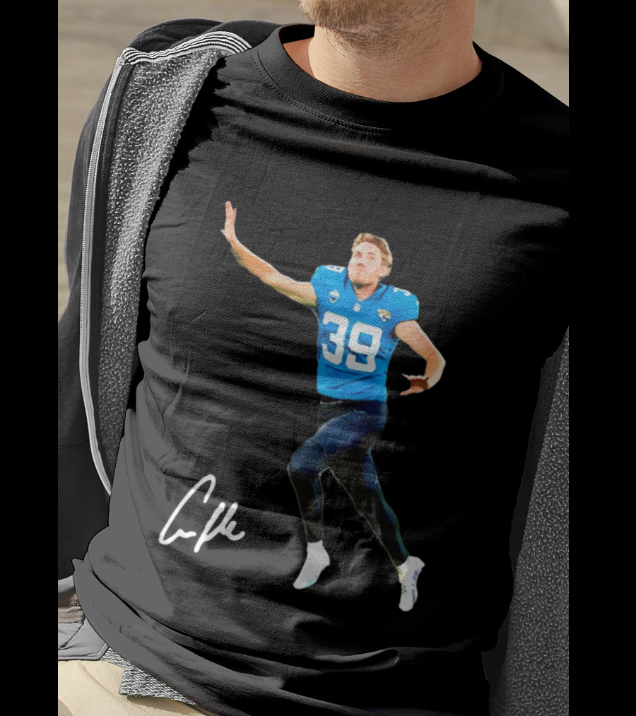 Cam Little Jacksonville Jaguars 39 Player Jumping Action T-Shirt